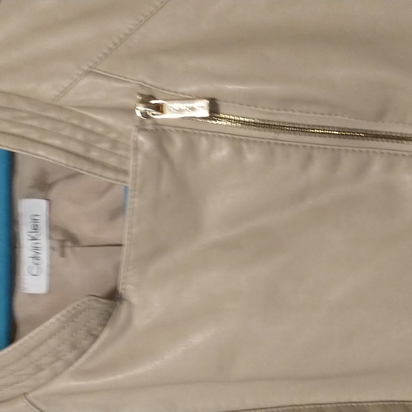Calvin Klein women's size SP faux leather/cotton jacket with front/sleeve zipper - Picture 9 of 12